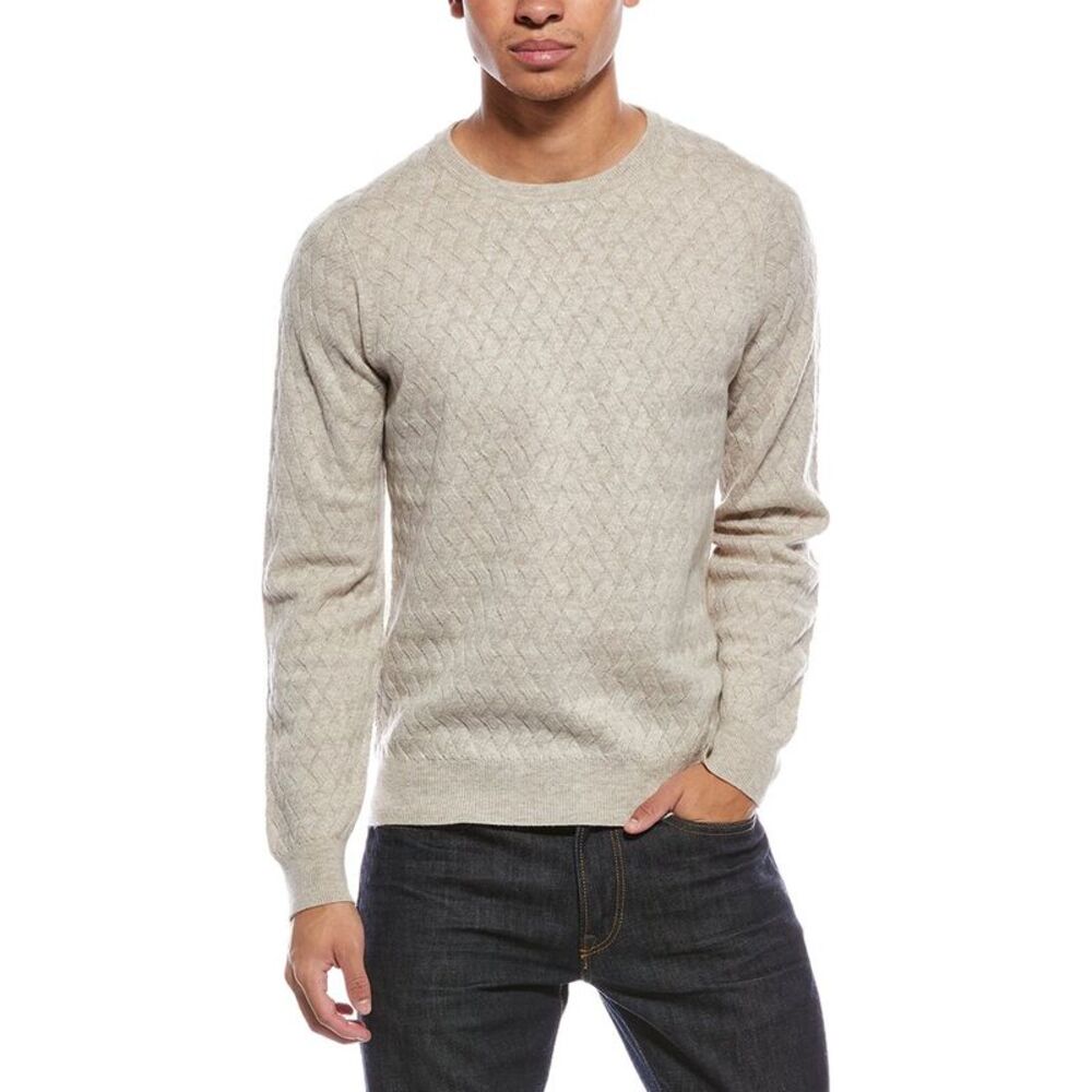 Brodie Cashmere Mens Wavey Stitch Wool & Cashmere-Blend Crewneck Sweater
